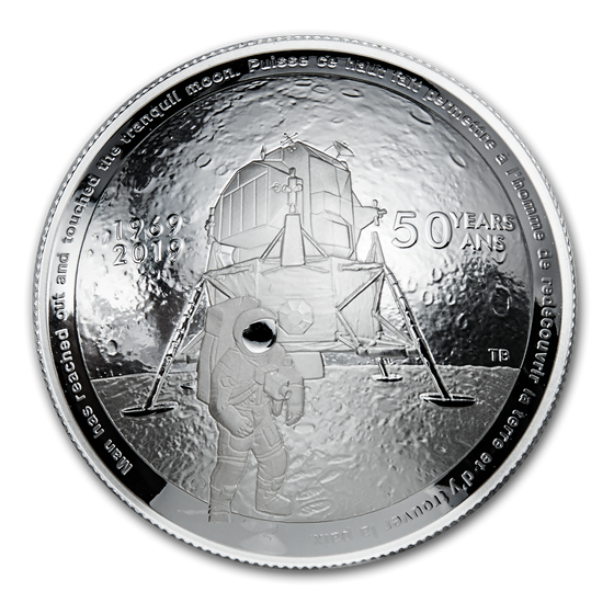 2019 RCM 1 oz Ag $25 50th Anniv Apollo 11 Moon Landing (Curved) 2019 RCM 1 oz Ag $25 50th Anniv Apollo 11 Moon Landing (Curved)
