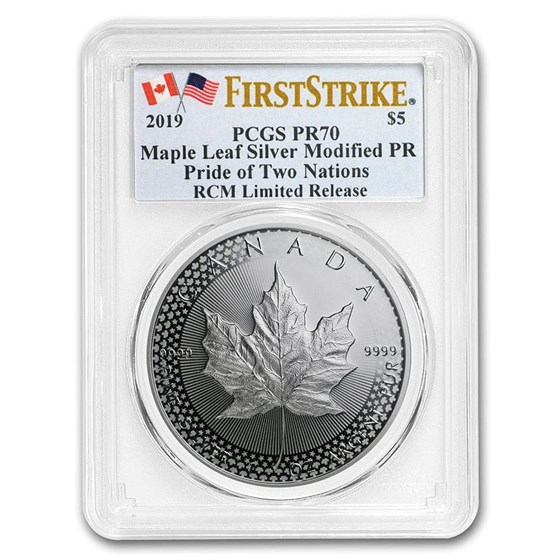 2019 RCM 1 oz Silver Maple Leaf Modified Proof PR-70 PCGS (FS) 2019 RCM 1 oz Silver Maple Leaf Modified Proof PR-70 PCGS (FS)