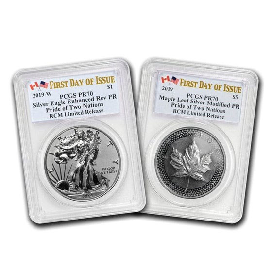 2019 RCM Pride of Two Nations 2-Coin Set PR-70 PCGS (FDI) 2019 RCM Pride of Two Nations 2-Coin Set PR-70 PCGS (FDI)