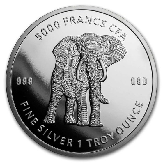 2019 Republic of Chad 1 oz Silver Mandala Elephant BU 2019 Republic of Chad 1 oz Silver Mandala Elephant BU