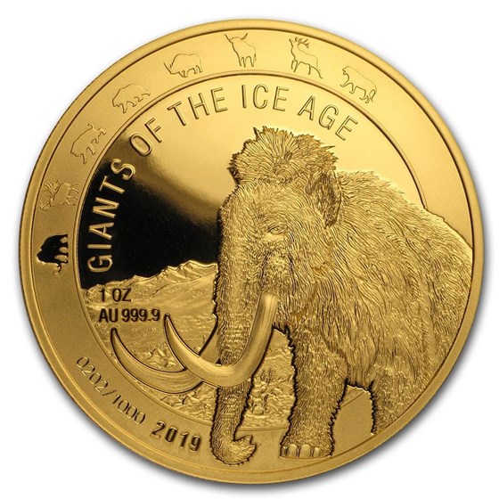 2019 Republic of Ghana 1 oz Gold Woolly Mammoth Proof 2019 Republic of Ghana 1 oz Gold Woolly Mammoth Proof