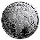 2019 Republic of Ghana 1 oz Silver 5 Cedi African Leopard BU