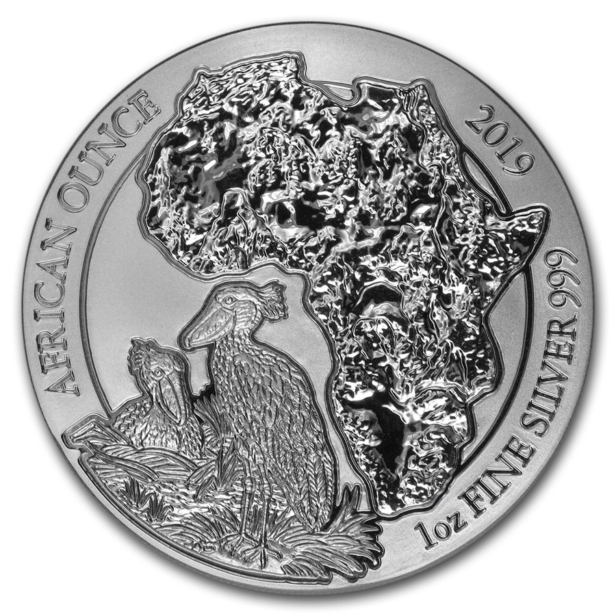 2019 Rwanda 1 oz Silver African Shoebill BU (Not Sealed)