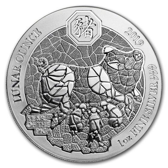 2019 Rwanda 1 oz Silver Lunar Year of the Pig BU 2019 Rwanda 1 oz Silver Lunar Year of the Pig BU