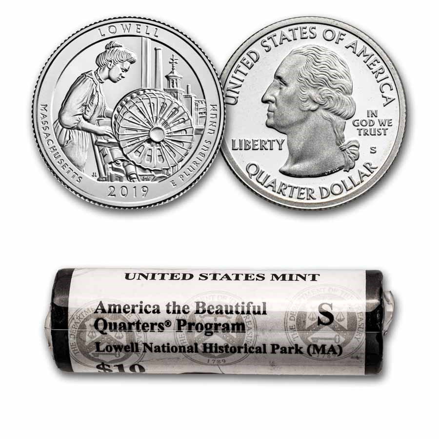 2019-S ATB Quarter Lowell National Park 40-Coin Roll BU