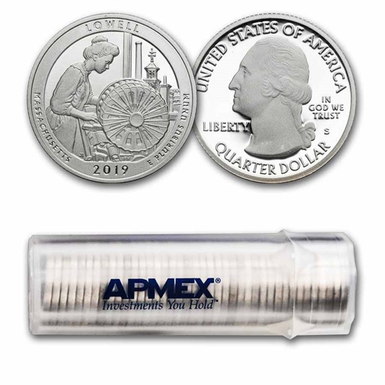 2019-S ATB Quarter Lowell National Park 40-Coin Roll Silver Proof