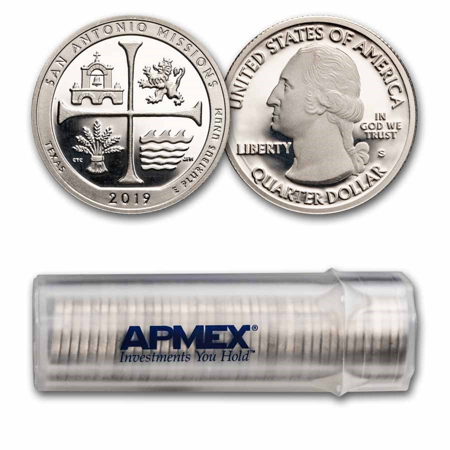 2019-S ATB Quarter San Antonio Park Proof 40-Coin Roll (Silver)