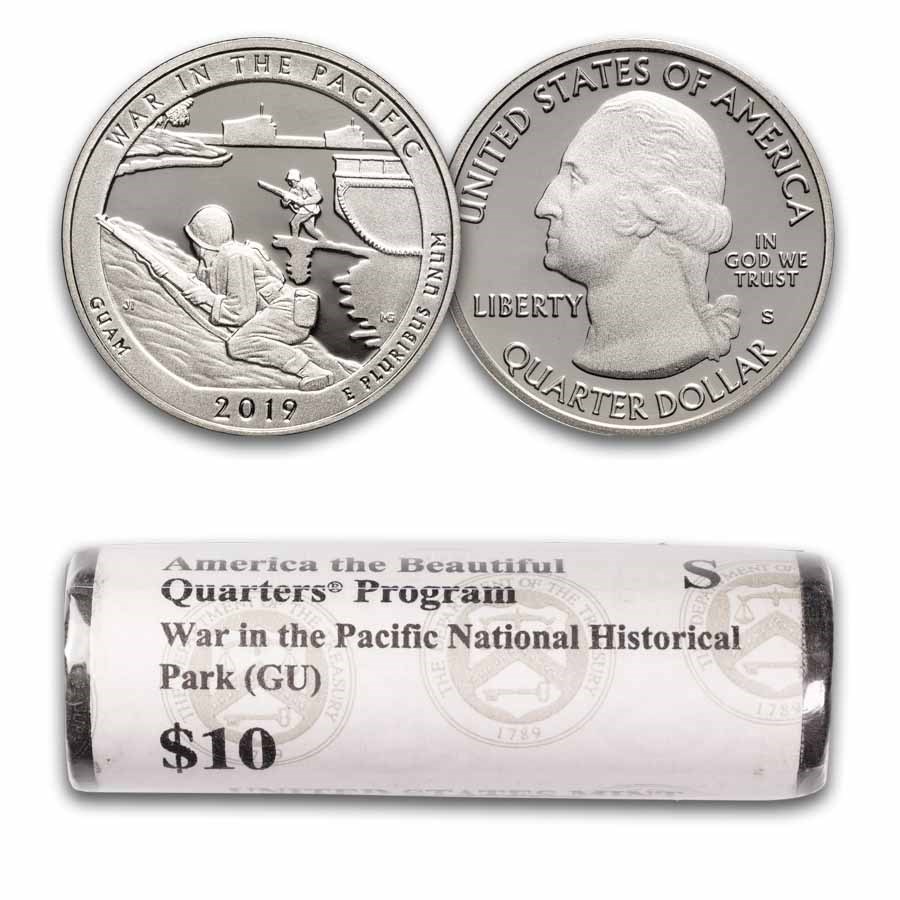 2019-S ATB Quarter War in the Pacific 40-Coin Roll BU