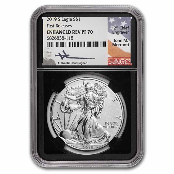 2019-S Enhanced Rev Prf Silver Eagle PF-70 NGC (ER/FR, No COA) 2019-S Enhanced Rev Prf Silver Eagle PF-70 NGC (ER/FR, No COA)