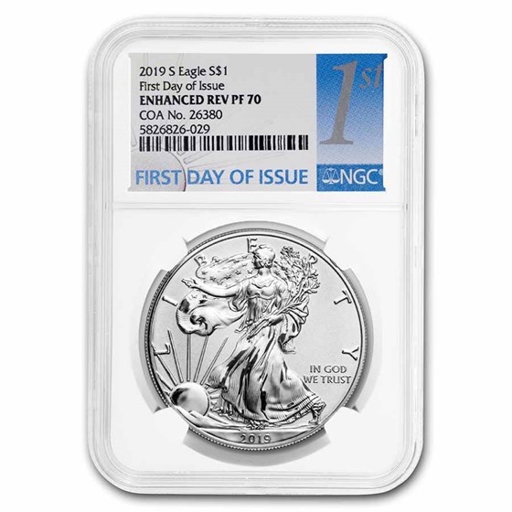 2019-S Enhanced Reverse Prf Silver Eagle PF-70 NGC (FDI, No COA) 2019-S Enhanced Reverse Prf Silver Eagle PF-70 NGC (FDI, No COA)