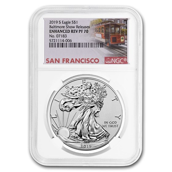 2019-S Enhanced Reverse Proof Silver Eagle PF-70 NGC (Baltimore) 2019-S Enhanced Reverse Proof Silver Eagle PF-70 NGC (Baltimore)
