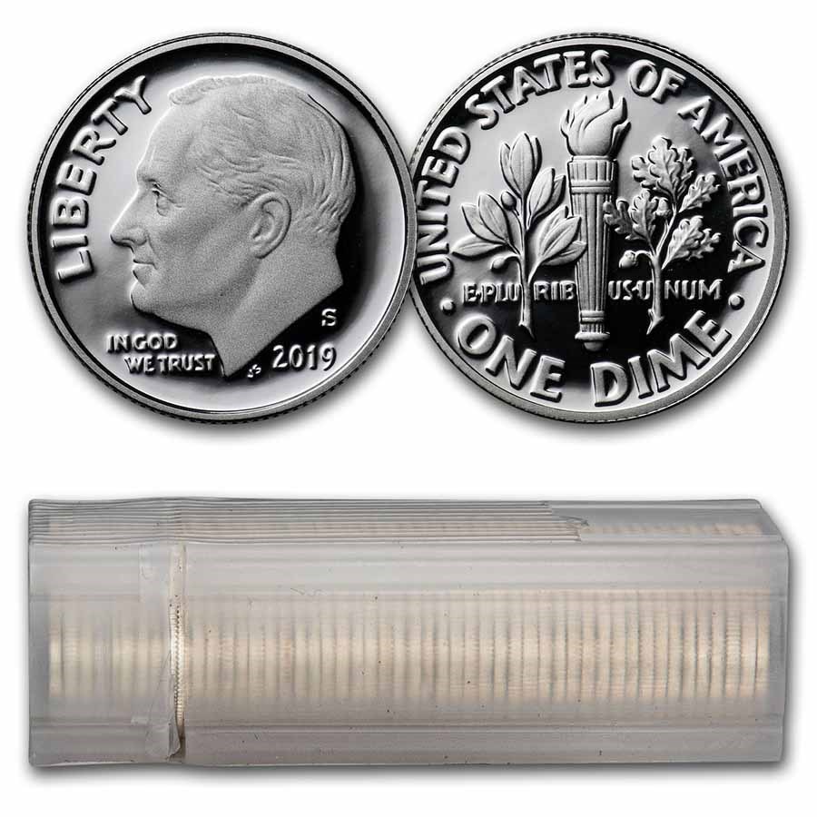 2019-S Roosevelt Dime 50-Coin Roll Proof (Silver)