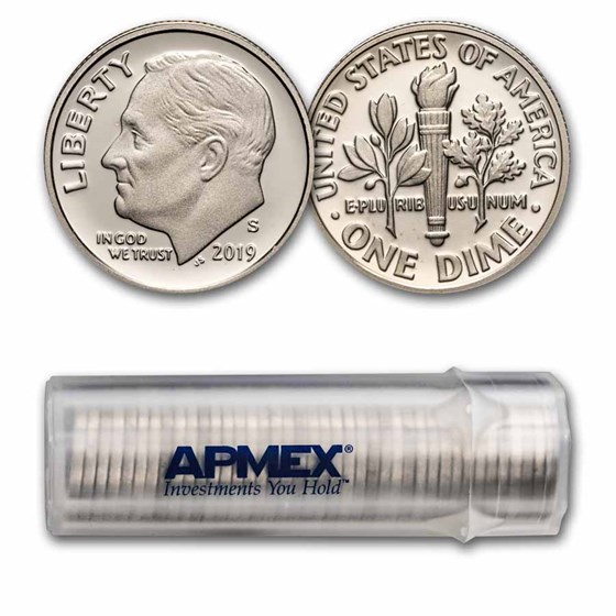 2019-S Roosevelt Dime 50-Coin Roll Proof 2019-S Roosevelt Dime 50-Coin Roll Proof