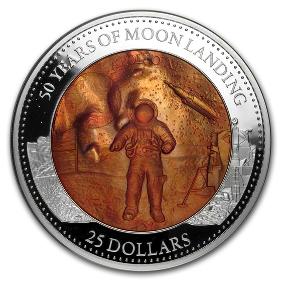 2019 Solomon Islands 5 oz Silver Mother of Pearl Moon Landing 2019 Solomon Islands 5 oz Silver Mother of Pearl Moon Landing