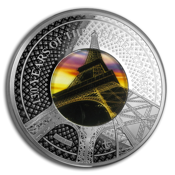 2019 Solomon Isld 5 oz Silver Translucent Treasures Eiffel Tower 2019 Solomon Isld 5 oz Silver Translucent Treasures Eiffel Tower