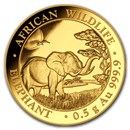 2019 Somalia 1/2 gram Gold African Elephant BU