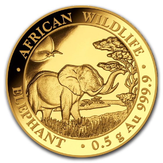 2019 Somalia 1/2 gram Gold African Elephant BU 2019 Somalia 1/2 gram Gold African Elephant BU