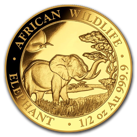 2019 Somalia 1/2 oz Gold African Elephant BU 2019 Somalia 1/2 oz Gold African Elephant BU