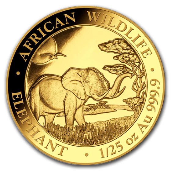 2019 Somalia 1/25 oz Gold African Elephant BU 2019 Somalia 1/25 oz Gold African Elephant BU
