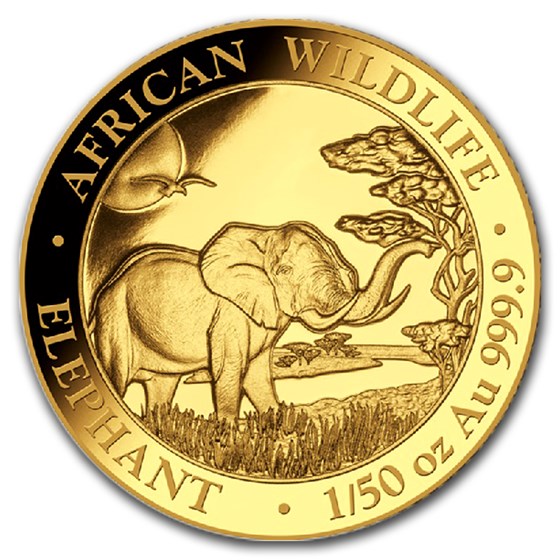 2019 Somalia 1/50 oz Gold African Elephant BU 2019 Somalia 1/50 oz Gold African Elephant BU