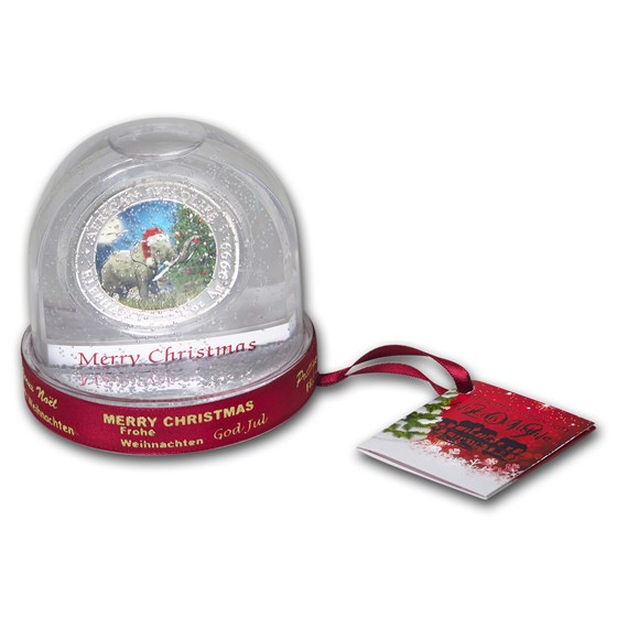 2022 Somalia 1 Oz Silver Elephant Christmas Issue In Snow Globe Buy 2019 Somalia 1 oz Silver Elephant Christmas Issue in Snow Globe APMEX