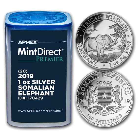 2019 Somalia 1 oz Silver Elephant (MintDirect® Premier Tube) 2019 Somalia 1 oz Silver Elephant (MintDirect® Premier Tube)
