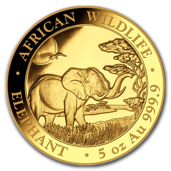 2019 Somalia 5 oz Proof Gold African Elephant 2019 Somalia 5 oz Proof Gold African Elephant