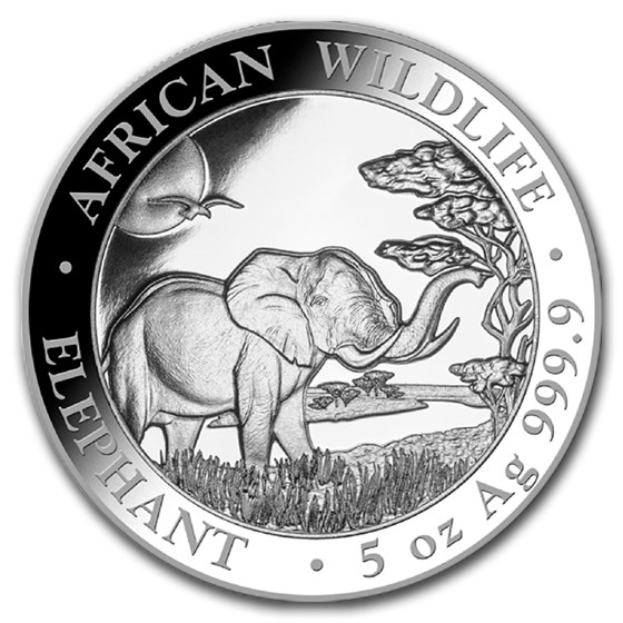 2019 Somalia 5 oz Silver Elephant BU 2019 Somalia 5 oz Silver Elephant BU