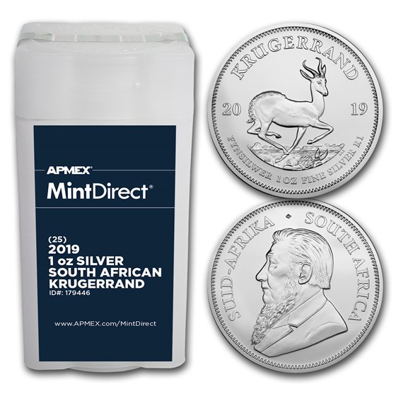 2019 South Africa 1 oz Silver Krugerrand 25-Coin MintDirect® Tube 2019 South Africa 1 oz Silver Krugerrand 25-Coin MintDirect® Tube