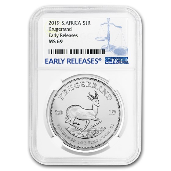 2019 South Africa 1 oz Silver Krugerrand MS-69 NGC (ER) 2019 South Africa 1 oz Silver Krugerrand MS-69 NGC (ER)