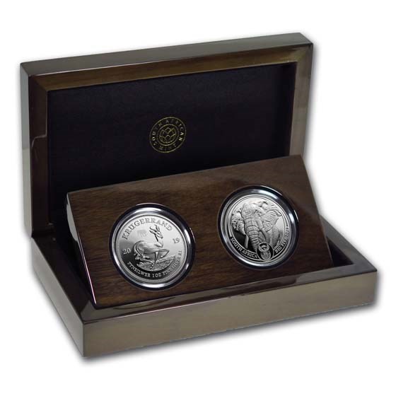 2019 South Africa 2-Coin Silver Krugerrand & Elephant Proof Set 2019 South Africa 2-Coin Silver Krugerrand & Elephant Proof Set