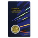 2019 South Korea 1/10 oz Gold Tiger BU (in Blue Assay card)