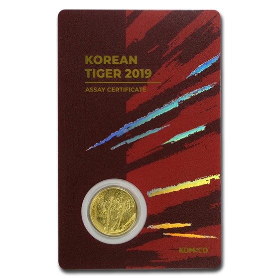 2019 South Korea 1/10 oz Gold Tiger BU (in Red Assay card) 2019 South Korea 1/10 oz Gold Tiger BU (in Red Assay card)