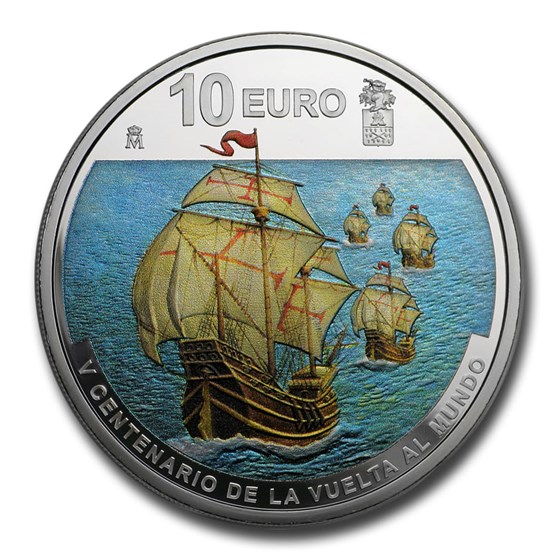 2019 Spain Proof Silver €10 First World Circumnavigation: Elcano 2019 Spain Proof Silver €10 First World Circumnavigation: Elcano