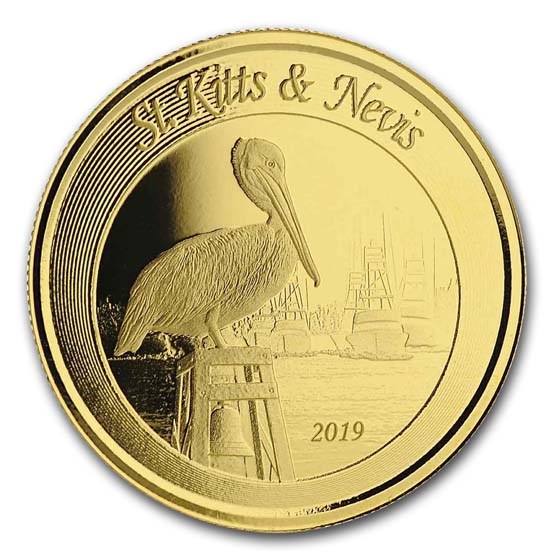 2019 St. Kitts & Nevis 1 oz Gold Pelican BU