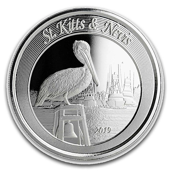 2019 St. Kitts & Nevis 1 oz Silver Pelican BU 2019 St. Kitts & Nevis 1 oz Silver Pelican BU
