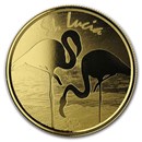 2019 St. Lucia 1 oz Gold Pink Flamingo BU