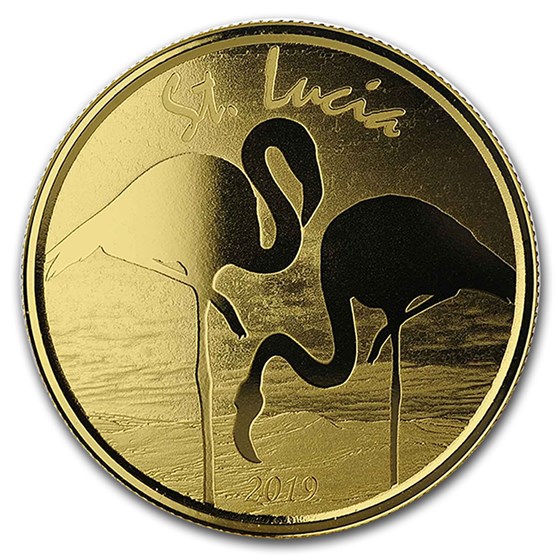 2019 St. Lucia 1 oz Gold Pink Flamingo BU 2019 St. Lucia 1 oz Gold Pink Flamingo BU