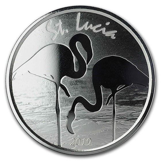 2019 St. Lucia 1 oz Silver Pink Flamingo BU 2019 St. Lucia 1 oz Silver Pink Flamingo BU