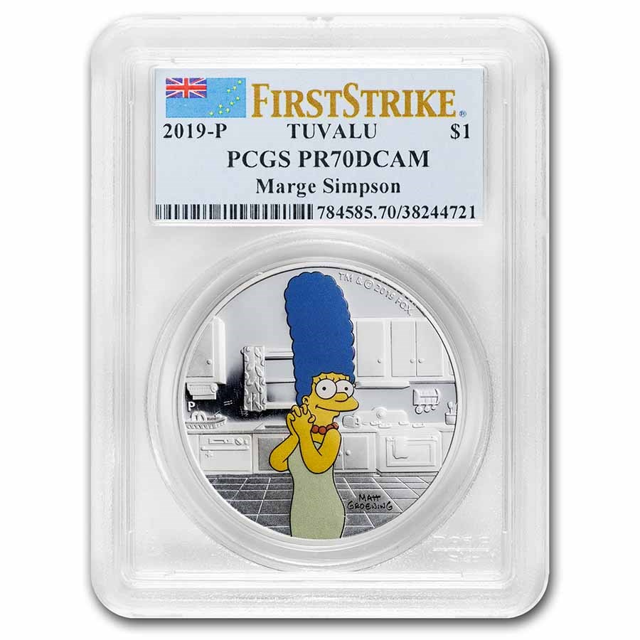 2019 TUV 1 oz Ag The Simpsons: Marge PF-70 PCGS FS Slab Abrasion