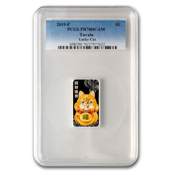 2019 Tuvalu 1 oz Silver $1 Lucky Cat PR-70 PCGS 2019 Tuvalu 1 oz Silver $1 Lucky Cat PR-70 PCGS