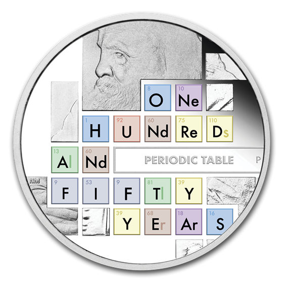2019 Tuvalu 1 oz Silver Anniv of the Periodic Table Proof 2019 Tuvalu 1 oz Silver Anniv of the Periodic Table Proof