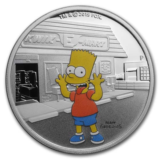2019 Tuvalu 1 oz Silver The Simpsons: Bart Proof 2019 Tuvalu 1 oz Silver The Simpsons: Bart Proof