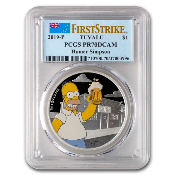 2019 Tuvalu 1 oz Silver The Simpsons: Homer PR-70 PCGS (FS) 2019 Tuvalu 1 oz Silver The Simpsons: Homer PR-70 PCGS (FS)