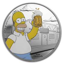 2019 Tuvalu 1 Oz Silver The Simpsons Homer Proof