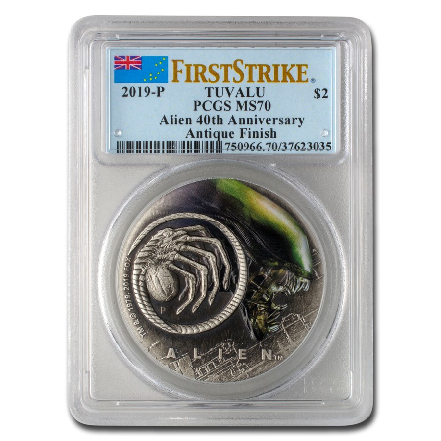 2019 Tuvalu 2 oz Silver 40th Anniversary Alien MS-70 PCGS (FS)