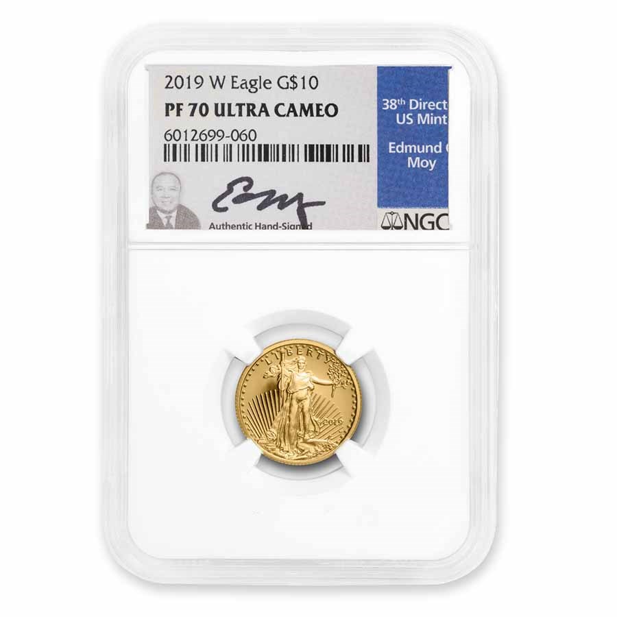 2019-W 1/4 oz Proof Gold Eagle PF-70 NGC (Ed C. Moy Signed)