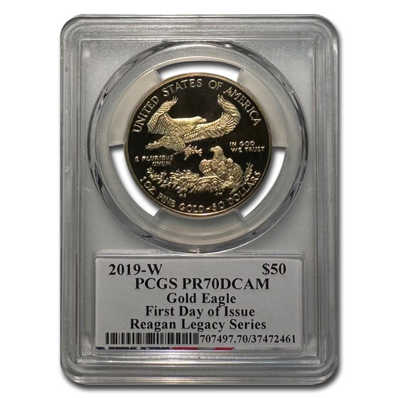 2019-W 1 oz Proof Gold Eagle PR-70 DCAM PCGS (FDI, Reagan Signed) 2019-W 1 oz Proof Gold Eagle PR-70 DCAM PCGS (FDI, Reagan Signed)
