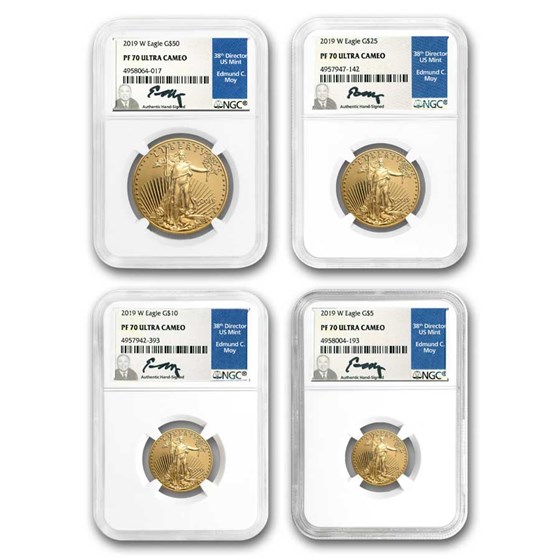 2019-W 4-Coin Proof American Gold Eagle Set PF-70 NGC 2019-W 4-Coin Proof American Gold Eagle Set PF-70 NGC
