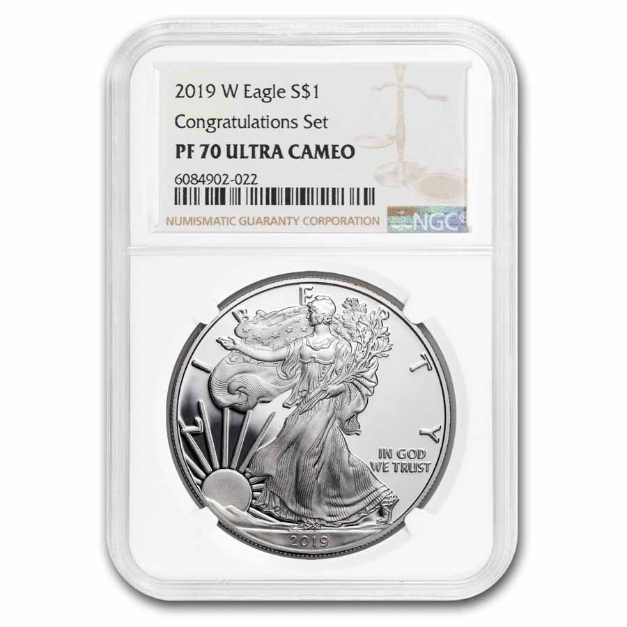 2019-W American Silver Eagle PF-70 NGC (Congratulations Set)